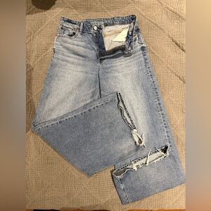 American Eagle Outfitters Light Blue Distressed Straight Leg Jeans